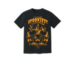 Load image into Gallery viewer, Mickey Mouse Pumpkin Disney Halloween Shirt black with orange print with Disneyland Castle and Bats

